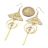 Brass Butterfly & Moon Dangle Earrings EJEW-TA00365-3