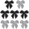 8Pcs 2 Colors Bowknot Hotfix Rhinestone Iron on Patches Appliques DIY-CP0009-66-1