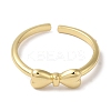 Rack Plating Bowknot Brass Open Cuff Ring for Women KK-B092-39G-2