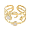 Ion Plating(IP) 304 Stainless Steel Enamel Cuff Finger Rings RJEW-L107-037G-01-3