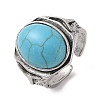 Oval Synthetic Turquoise Cuff Rings RJEW-B107-13AS-01-2
