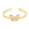 Brass Micro Pave Clear Cubic Zirconia Open Cuff Bangles for Women BJEW-S147-31G-B-1