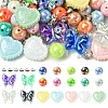 40Pcs Mixed Shape UV Plating Rainbow Iridescent Acrylic Beads DIY-YW0017-03-1