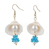 5Pair Shell Glass Dangle Earrings EJEW-MZ00424-3