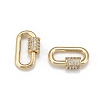 1Pc Brass Micro Pave Clear Cubic Zirconia Screw Carabiner Lock Charms ZIRC-CJD0001-02-1