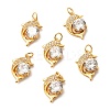 Brass Micro Pave Clear Cubic Zirconia Pendants ZIRC-P086-23G-1