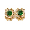 Rack Plating Square Brass Micro Pave Cubic Zirconia Box Clasps KK-F876-13G-1-1