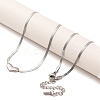 Non-Tarnish 304 Stainless Steel Heart Pendant Flat Snake Chain Necklaces for Women NJEW-G142-05P-1