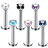 Square 304 Stainless Steel Cubic Zirconia 15 Gauge Internally Threaded Labrets for Women Men FS-WG03966-02-1