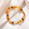 Natural Amber Beads Stretch Bracelets for Women BJEW-JB13256-01-1