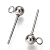 Non-Tarnish Original Color 304 Stainless Steel Ball Post Stud Earring Findings X-STAS-C018-23P-02-2
