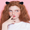 2Pcs Cat Ear Shape Plush Claw Hair Clips OHAR-LP0001-16B-1