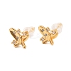Brass Micro Pave Clear Cubic Zirconia Butterfly Stud Earrings EJEW-C158-16B-G-4