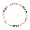 Natural Rose Quartz & Natural AmethystCube Beaded Stretch Bracelets for Women BJEW-JB13390-01-2
