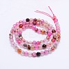 Dyed Natural Agate Faceted Round Beads Strands G-P097-32-2