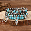 4Pcs Synthetic Turquoise & CCB Beaded Stretch Bracelets FS-WGC8DBE-06-1