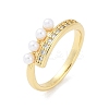 Brass Micro Pave Clear Cubic Zirconia Finger Rings for Women LS-RJEW-R011-08G-02-4