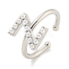 Rack Plating Brass Open Cuff Rings for Women RJEW-F162-01P-Z-1