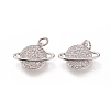 Brass Micro Pave Clear Cubic Zirconia Pendants ZIRC-L091-058P-1