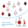 30Pcs 5 Colors Alloy Glass Charms GLAA-CA0001-22-2