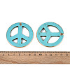 Dyed Synthetic Turquoise Peace Sign Big Pendants TURQ-T004-31B-3