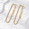 Leaf with Triangle Brass Tassel Stud Earrings EJEW-JE06782-1