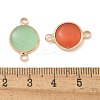Brass Pave Glass Flat Round Connector Charms KK-G517-16G-3
