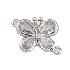 Brass Pave Clear Cubic Zirconia Connector Charms KK-Z066-09P-1