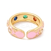 Flat Round Cubic Zirconia Cuff Rings RJEW-C021-04G-3