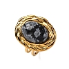 Oval Natural Snowflake Obsidian Finger Rings RJEW-M063-01G-18-2