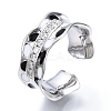 Clear Cubic Zirconia Wave Open Cuff Ring with Enamel RJEW-N039-03P-1