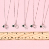 Valentine's Day 304 Stainless Steel & Green Glass Couple Heart Pendant Cable Chain Necklaces for Women NJEW-FS00014-01-8