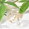 Brass Micro Pave Clear Cubic Zirconia Cuff Rings for Women Men RJEW-Z080-01G-2