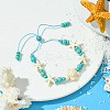 Turtle & Starfish Dyed Synthetic Turquoise Slider Bracelets BJEW-JB10279-01-4