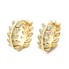 Clear Cubic Zirconia Leaf Hoop Earrings LS-EJEW-B013-01-3