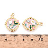 304 Stainless Steel Pave Crystal Rhinestone and Handmade Porcelain Pendants STAS-T069-80-3