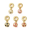Rack Plating Brass Enamel Sport Ball European Dangle Charms KK-P279-49G-1