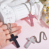 Polymer Clay Rhinestone Cross Pendant Alloy Chain Necklaces NJEW-CN0001-16C-3