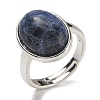 Natural Sodalite Oval Adjustable Rings RJEW-K371-07S-10-2