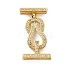 Rack Plating Brass Micro Pave Clear Cubic Zirconia Hook Clasps KK-F876-15G-1