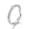 Anti-Tarnish Adjustable Rhodium Plated 925 Sterling Silver Finger Design Ring Mounts Fittings with Pearl Seat STER-F048-15P-1
