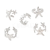 5Pcs 304 Stainless Steel Open Cuff Rings for Women RJEW-K313-10P-4