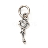 S925 Sterling Silver Heart Key Charms STER-K183-02A-AS-1