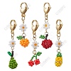 10Pcs 5 Styles Glass Seed Beaded Fruits Pendant Decorations HJEW-SZ00014-1