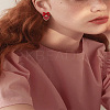 1 Pair Red Heart Oil Drop Earrings with Tassel EJEW-LP0011-02-1