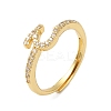 Rack Plating Brass Cubic Zirconia Arabic Letters Adjustable Rings for Women RJEW-S407-10G-13-1
