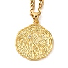 Brass Clear Cubic Zirconia Curb Chain Constellation Pendant Medal Necklaces for Women LS-NJEW-U010-01G-02-1