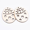 Undyed Natural Wooden Big Pendants WOOD-S058-009-2