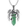 Natural Green Aventurine Bullet with Dragon Pendant Necklace with Zinc Alloy Chains PW-WG99720-02-1