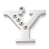 Tarnish Resistant 304 Stainless Steel Letter Pendant Rhinestone Settings STAS-J028-01Y-1